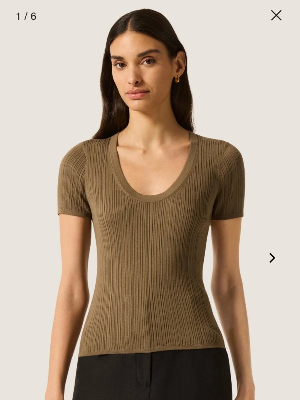 ARGENT Shortsleeve Scoop Neck in Silk Cotton, Army Green, Size XL
